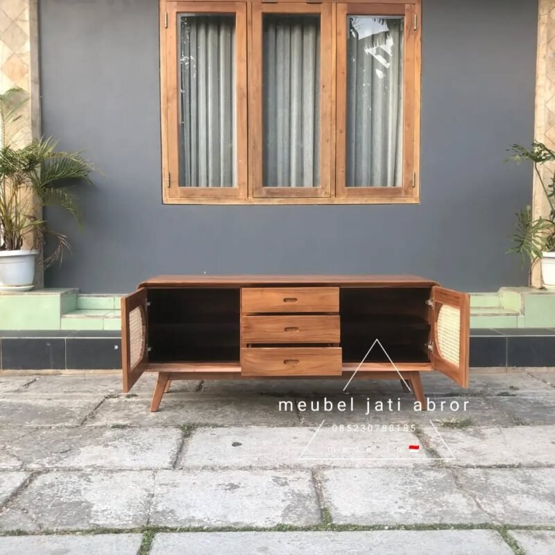 Buffet Retro Pintu Rotan - Gambar 3