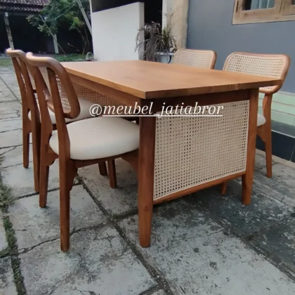 dining table mix chair rottan